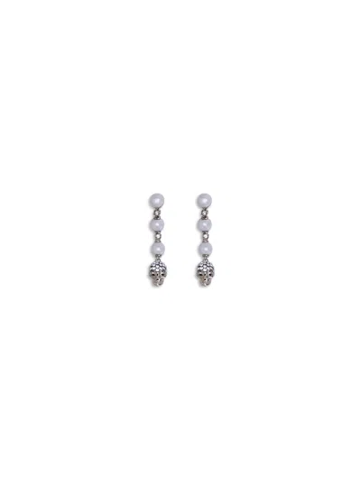 Alexander Mcqueen Women Skull Pendant Earrings In Metallic