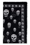 Alexander Mcqueen Wool Scarf With Biker Skull Pattern In Black
