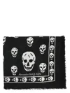 Alexander Mcqueen Wool Scarf With Biker Skull Pattern In Black