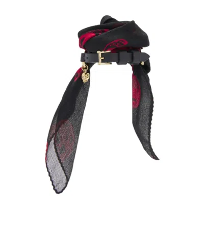Alexander Mcqueen Skull Scarf Double Wrap Bracelets In Black