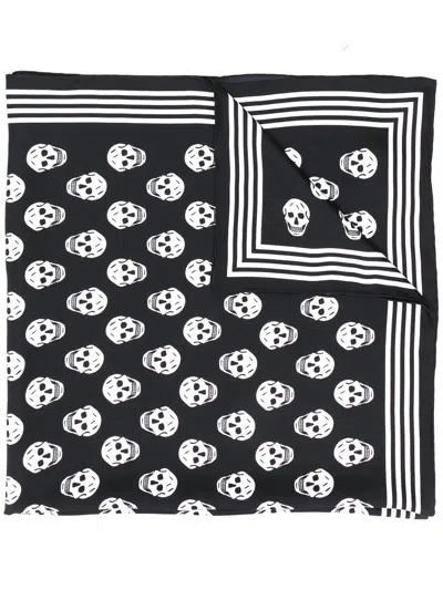 Alexander Mcqueen Women's Skull Silk Scarf In Black