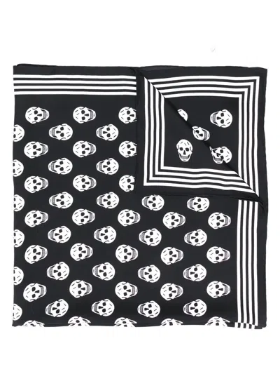 Alexander Mcqueen Women's Skull Silk Scarf In Black