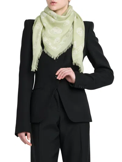 Alexander Mcqueen Women's Skull Wool Scarf In Green