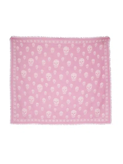 Alexander Mcqueen Women Skull Wool Scarf In Pink