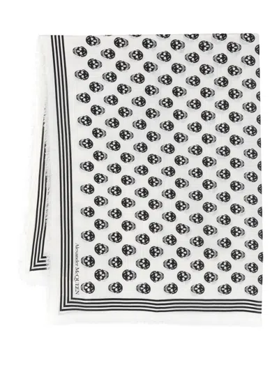 Alexander Mcqueen Women's Skull Wool Scarf In White