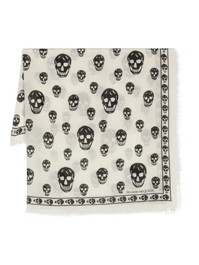 Alexander Mcqueen Women's Skull Wool Scarf In White