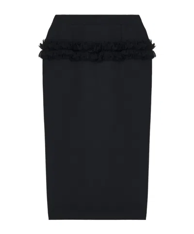 ALEXANDER MCQUEEN WOMEN'S SLASHED BUTTONED PENCIL SKIRT IN BLACK
