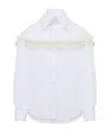 Alexander Mcqueen Slashed Creponne Detail Oversized Shirt In Optic White