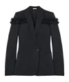 Alexander Mcqueen Ruffle Single-breasted Wrap Blazer Jacket In Black