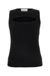Alexander Mcqueen Women Slashed Knt Slvls Tp In Black