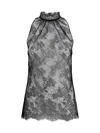 Alexander Mcqueen Women Sleeveless Black Lace Top In Black
