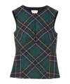 Alexander Mcqueen Sleeveless Wool Tartan Top In Green