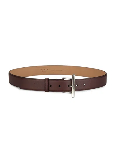 Alexander Mcqueen Women's Sling Leather Belt In Brown