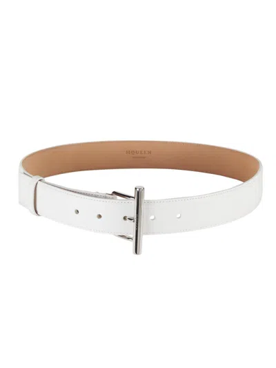 Alexander Mcqueen Women's Sling Leather Belt In White