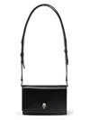 Alexander Mcqueen Dark Blue Canvas And Black Leather Denim Shoulder Bag In Black