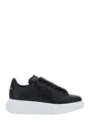 Alexander Mcqueen Women's Leather Sneakers With Leather Heel In Black
