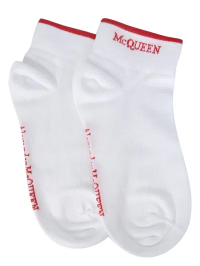 Alexander Mcqueen Women's Sock With Logo In White