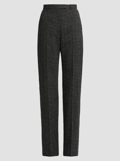 Alexander Mcqueen Women's Speckled Wool Slim-straight Trousers In Gray