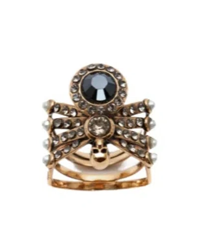 Alexander Mcqueen Women's Spider Ring In Antique Gold-finish