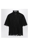 Alexander Mcqueen Black Knitted Cobweb Lace Top