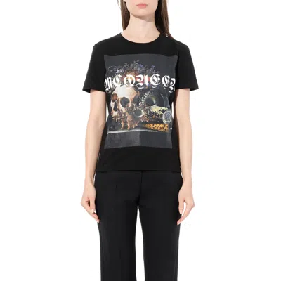 Alexander Mcqueen Women's Still Life Skull T-shirt In Black