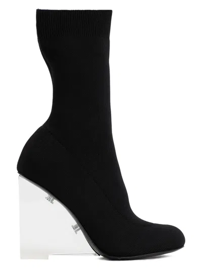 Alexander Mcqueen Women's Stretch Nylon Shard Ankle Boots In Black