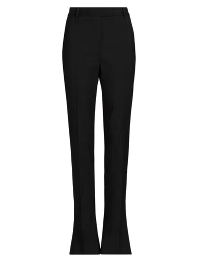 Alexander Mcqueen Women's Stretch Wool Straight-leg Flare Trousers In Black