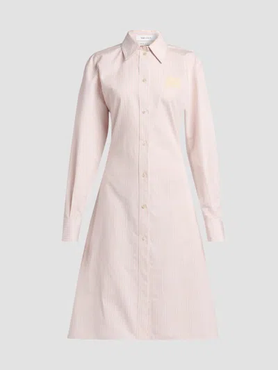 Alexander Mcqueen Women's Stripe Cotton-silk Lace-up Shirtdress In Pink