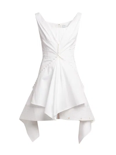 Alexander Mcqueen Women's Striped Cotton Cinch Minidress In White