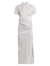 Alexander Mcqueen Women's Striped Silk Drape Shirtdress In Brown