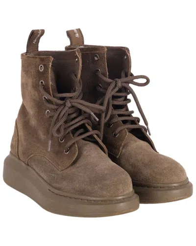 Alexander Mcqueen Women's Suede Lace-up Combat Boot (authentic Pre-loved) In Brown