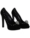 Alexander Mcqueen Women's Suede Skull Embellished Peep Toe Pump (authentic  Pre-loved) In Black