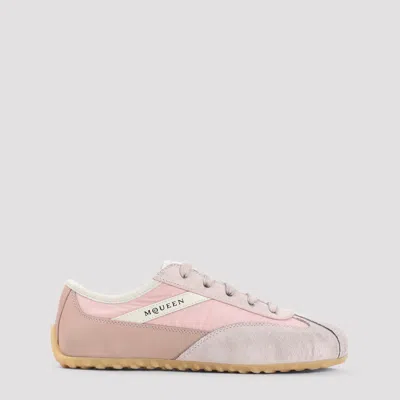 Alexander Mcqueen Boxe Lace Up Sneakers Nylon Leather In Pink