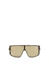 Alexander Mcqueen Havana T-bar Visor Sunglasses In Brown