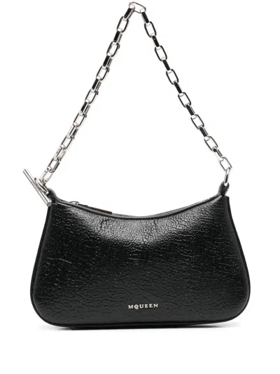 Alexander Mcqueen Women T-bar Leather Mini Bag In Black