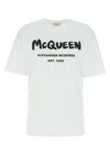 Alexander Mcqueen White Cotton Tops & T-shirt In Multicolor