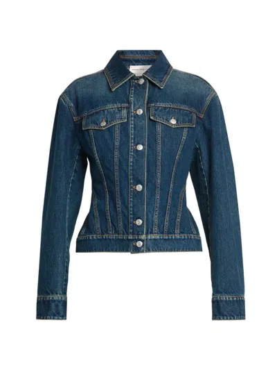 Alexander Mcqueen Women's Tailored Denim Jacket In Dark Stonewash