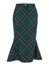 Alexander Mcqueen Wool Tartan Flared Skirt With Belt Loops In Gray