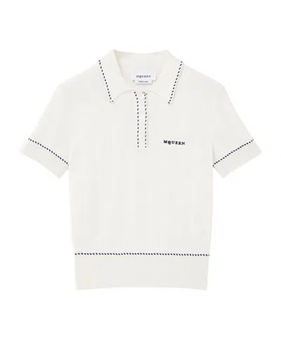 Alexander Mcqueen Women's Textured Polo In Ivory