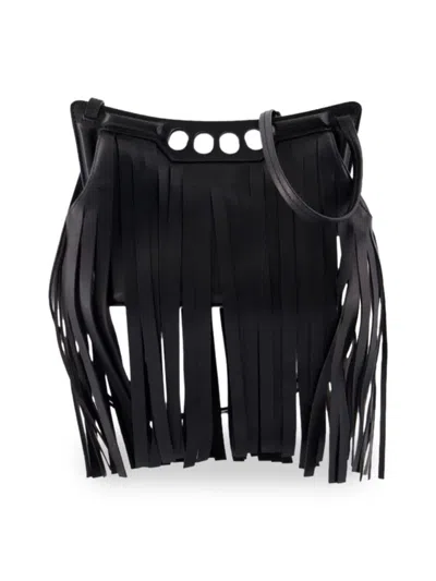 ALEXANDER MCQUEEN MCQUEEN WOMEN'S PEAK KNUCKLE LEATHER FRINGE SHOULDER BAG
