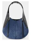 Alexander Mcqueen Skull Biker Denim Hobo Bag In Blue