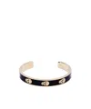 Alexander Mcqueen Women's Thin Skull Cuff In Black/gold In Black