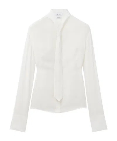 Alexander Mcqueen Women's Tie Silk Shirt In Ivory In White