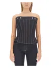 Alexander Mcqueen Alexander Mc Queen Denim Cold Wash Corset Top In Denim