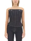 Alexander Mcqueen Alexander Mc Queen Denim Cold Wash Corset Top In Blue