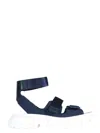 Alexander Mcqueen Blue Touch Strap Sandals In Blue
