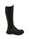 Alexander Mcqueen Tread Slick Leather Mid-calf Boots In Black