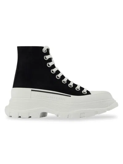 Alexander Mcqueen Women's Tread Sneaker Boots In Black Leather Athletic Shoes Sneakers
