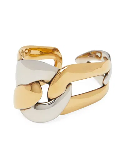 Alexander Mcqueen Women's Two-tone Chain Link Two-finger Ring In Mixed Metal