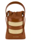 Alexander Mcqueen Women Two-tone Leather And Raffia Mini The Rise Bucket Bag